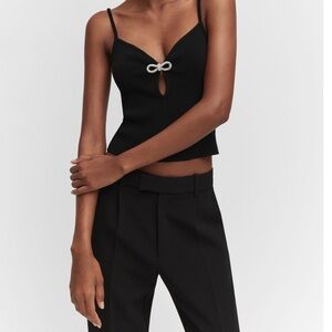 Mango - Knitted black top with rhinestone detail - S
